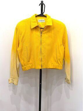 Liz Claiborne Collection Yellow Zip-Up Jacket with Gradient Sleeves Size 4